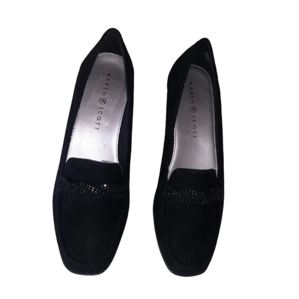 Karen Scott Womens Closed Toe Slip-on Joonne Loafer Shoes Black Micro 9.5 M NWT